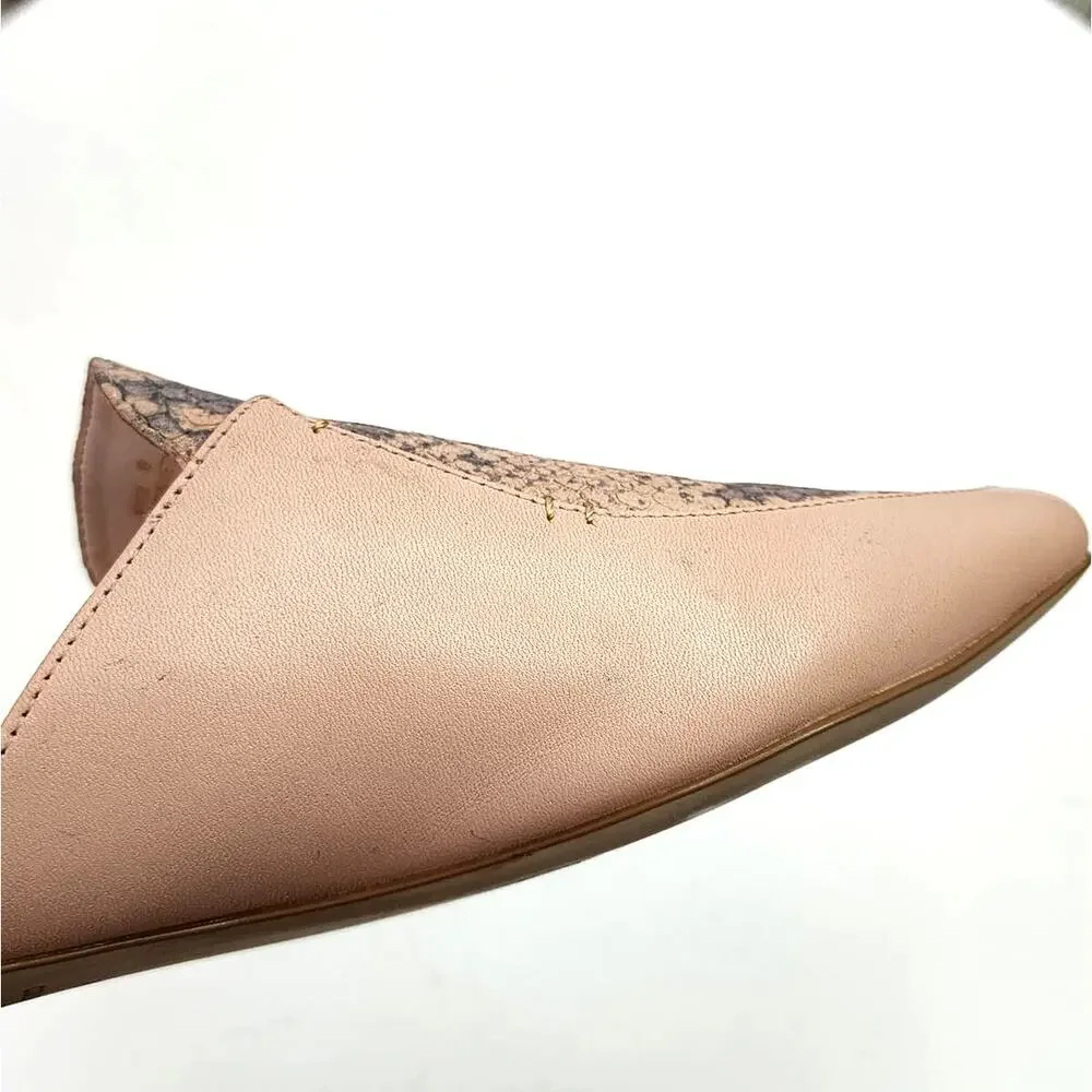 Cole Haan Ryan Mule In Mahogany Rose Leather Python Mules Flats Slide Sandals